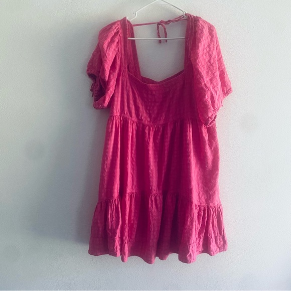 Pilcro by Anthropologie Pink Square-Neck Textured Babydoll Dress - Picture 6 of 15